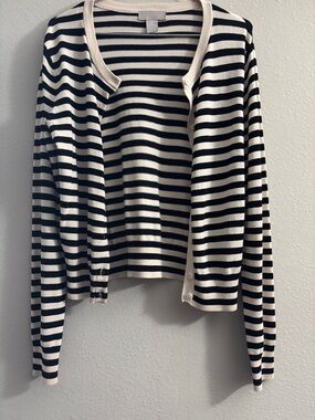 H&M Striped Black and Cream Cardigan